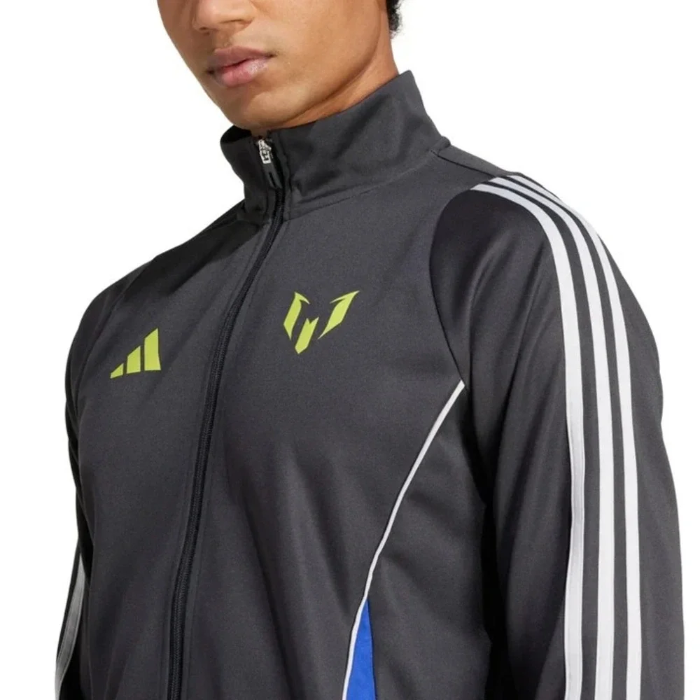 Adidas Lionel Messi Track Jacket Mens M Slim Soccer Gray Full Zip Training‎